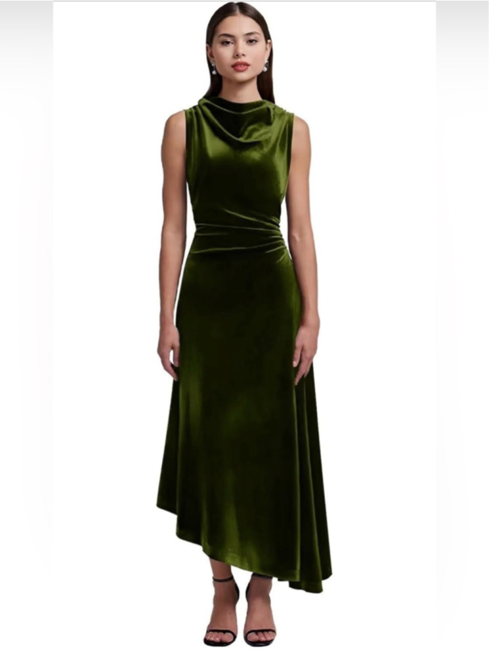 Asymmetrical Velvet Wedding Guest Dress